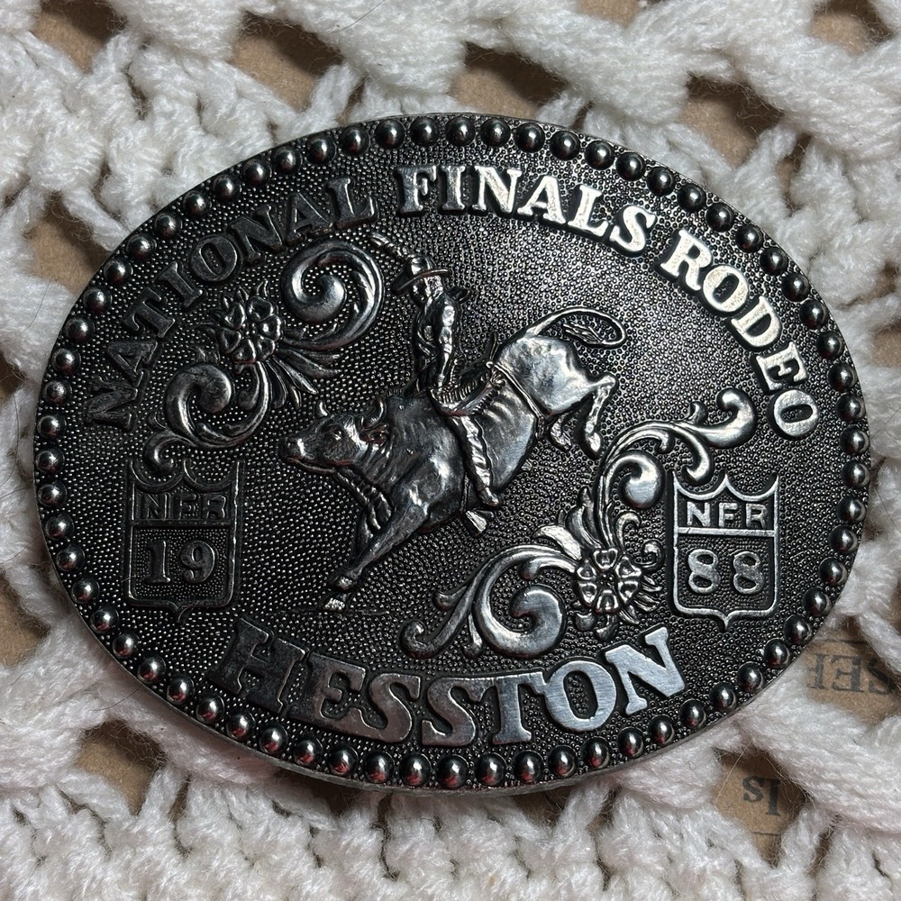 Hesston 1988 National Finals Rodeo Fred Fellows 6th Edn Anniversary Belt Buckle